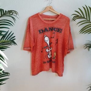 Peanuts Womens Size 16 Dance Like Nobody's Watching Orange Tshirt Sleepwear